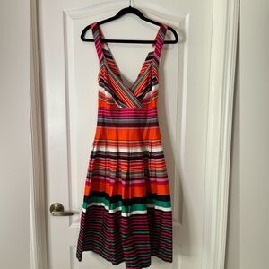 Calvin Klein Rainbow Striped V Neck Criss Cross Dress Never Worn w/ tag - Sz 12